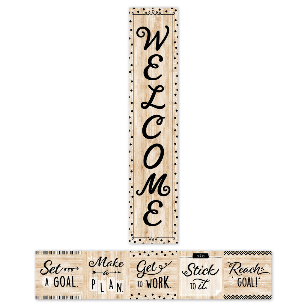 Black & Wood Welcome Banner