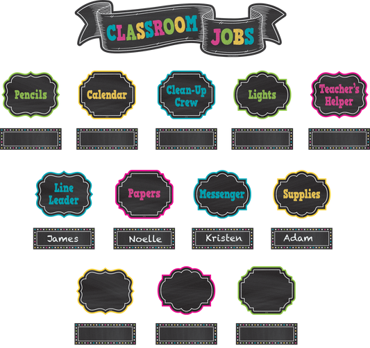Chalkboard Brights Classroom Jobs Mini Bulletin Board