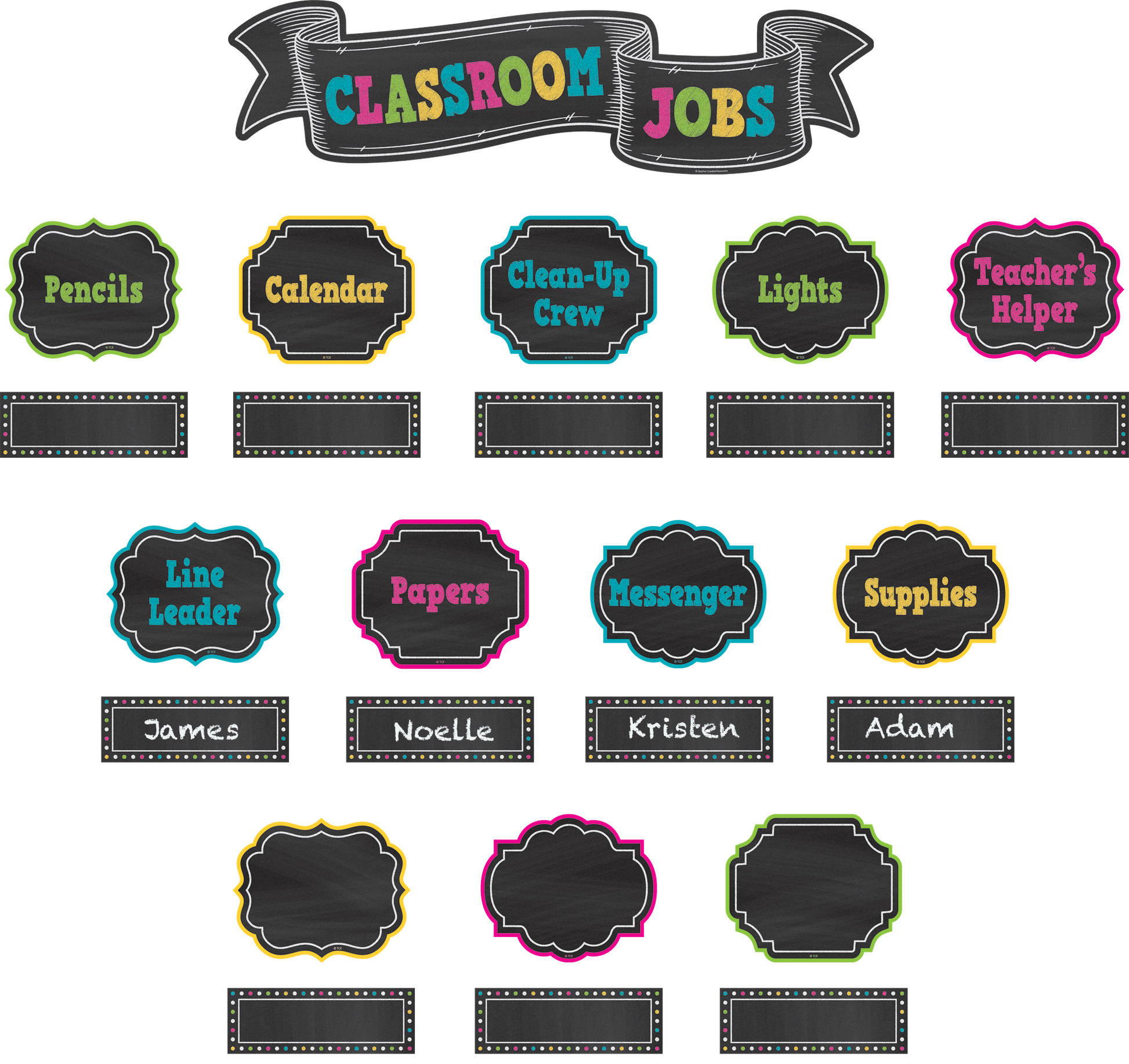 Chalkboard Brights Classroom Jobs Mini Bulletin Board
