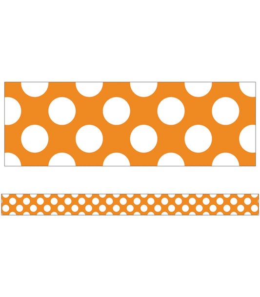 Schoolgirl Style Orange with Polka Dots Straight Borders