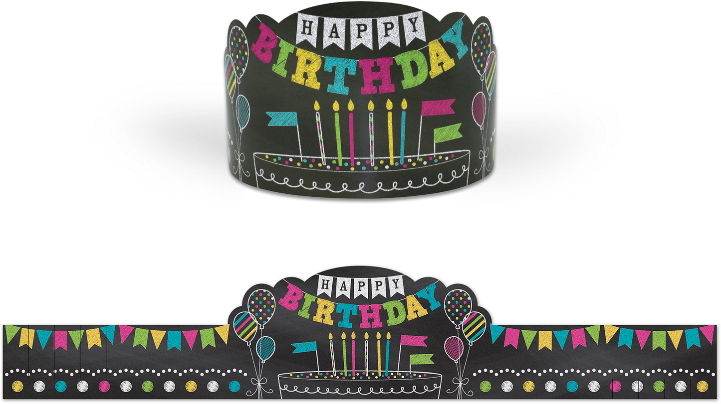 Chalkboard Brights Happy Birthday Crowns