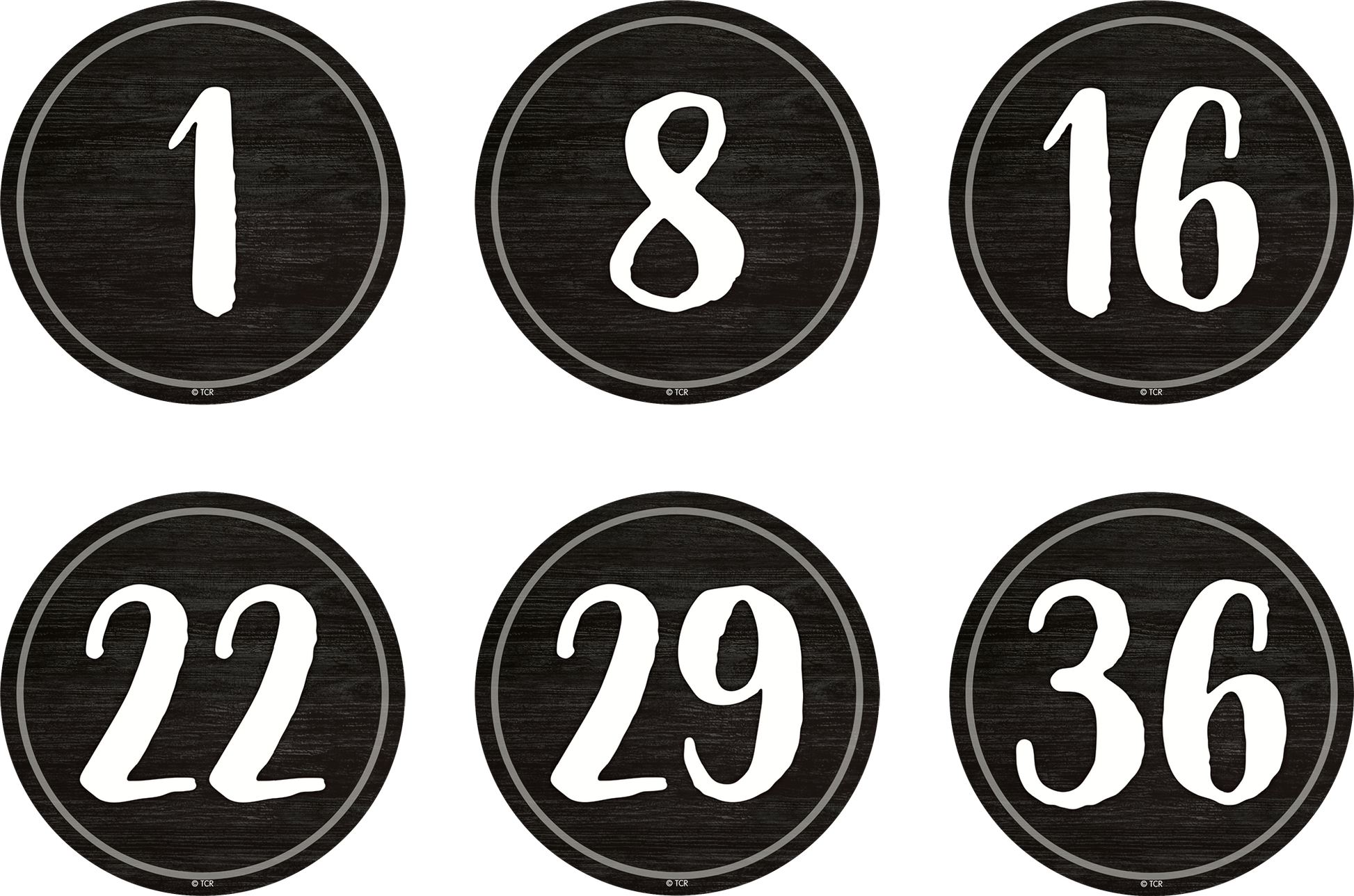 Spot On® Floor Markers Modern Farmhouse Numbers 1–36 - 4"