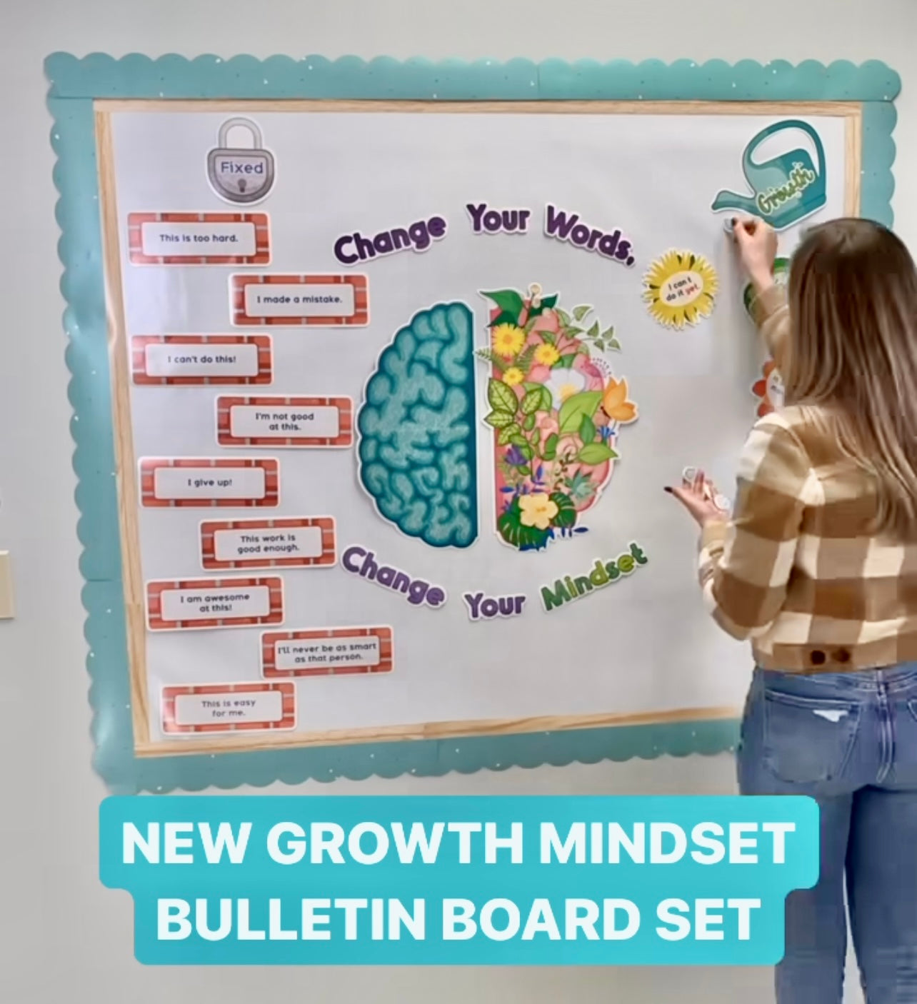 Bloom with a Growth Mindset Bulletin Board Set