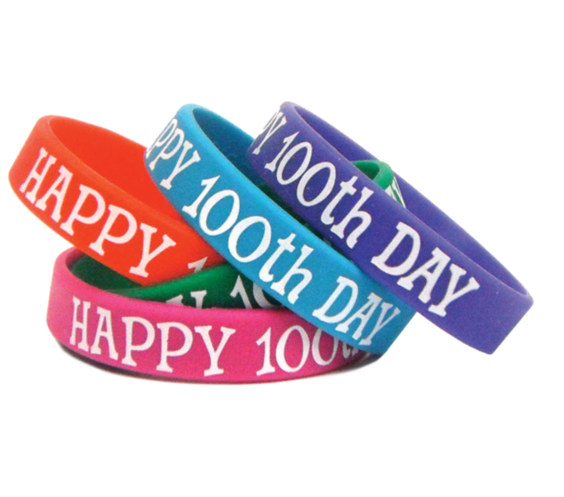 Happy 100th Day Bracelets. Set of 10